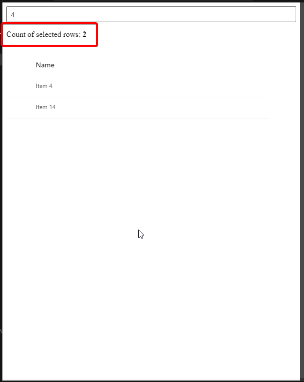 DetailsList selected and filtered
